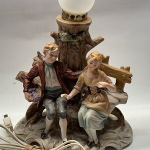 Vintage Ardco Colonial Porcelain Boy & Girl Lamp figurines Working -Japan